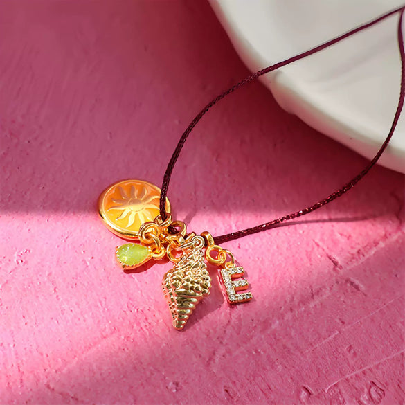 Wholesale Dopamine Brass Necklace With Devil's Eye Conch Star Pendant Simple Style Geometric Shape Electroplated