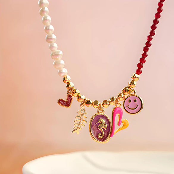 Wholesale Dopamine Brass Necklace With Devil's Eye Conch Star Pendant Simple Style Geometric Shape Electroplated