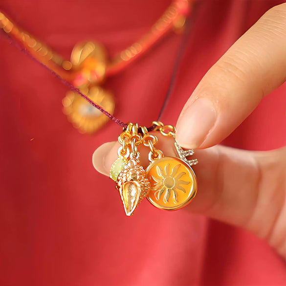 Wholesale Dopamine Brass Necklace With Devil's Eye Conch Star Pendant Simple Style Geometric Shape Electroplated