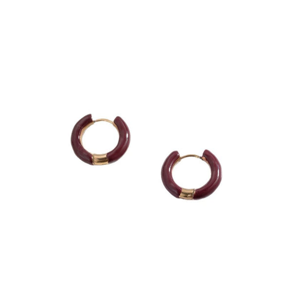 Wholesale Dopamine Color Geometric Stainless Steel Dripping Oil Earrings Unisex