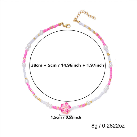 Wholesale Dopamine Colored Geometric Polymer Clay And Glass Crystal Beaded Necklace Handmade For Women