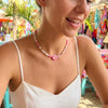 Wholesale Dopamine Colored Geometric Polymer Clay And Glass Crystal Beaded Necklace Handmade For Women