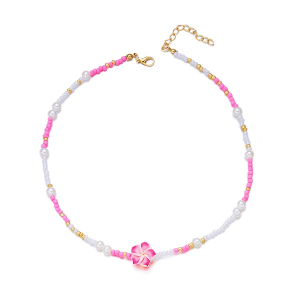 Wholesale Dopamine Colored Geometric Polymer Clay And Glass Crystal Beaded Necklace Handmade For Women