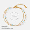 Wholesale Dopamine Colorful Beaded Bell Geometric Stainless Steel Real Gold Plated Bracelet For Women