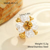 Wholesale Dopamine Colorful Geometric Flower Imitation Pearl Electroplated Stainless Steel Ring For Women