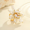 Wholesale Dopamine Colorful Geometric Flower Imitation Pearl Electroplated Stainless Steel Ring For Women