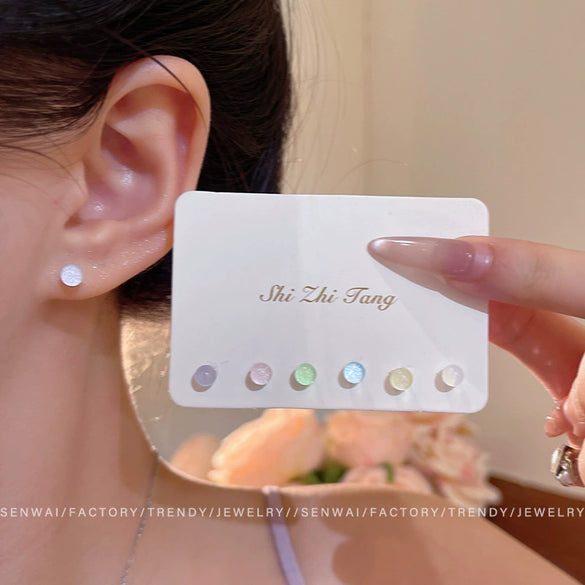 Wholesale Dopamine Colorful Resin Geometric Stud Earrings Set For Women With Polish Finish