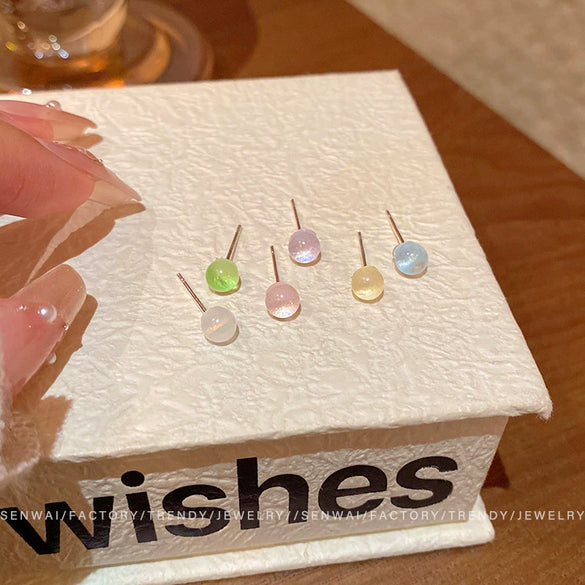 Wholesale Dopamine Colorful Resin Geometric Stud Earrings Set For Women With Polish Finish