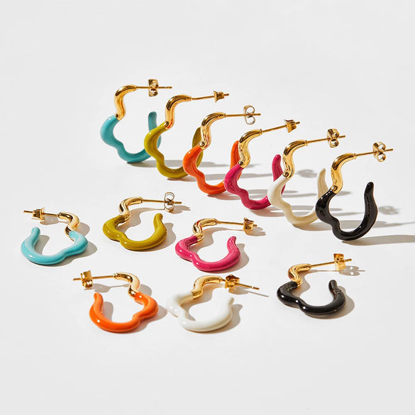 Wholesale Dopamine Earrings With Silver Needles And Geometric Pattern In Stainless Steel With Electroplating For Women