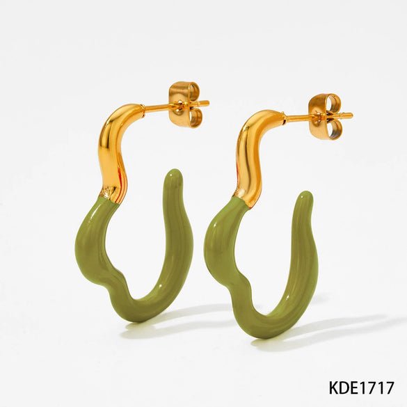 Wholesale Dopamine Earrings With Silver Needles And Geometric Pattern In Stainless Steel With Electroplating For Women