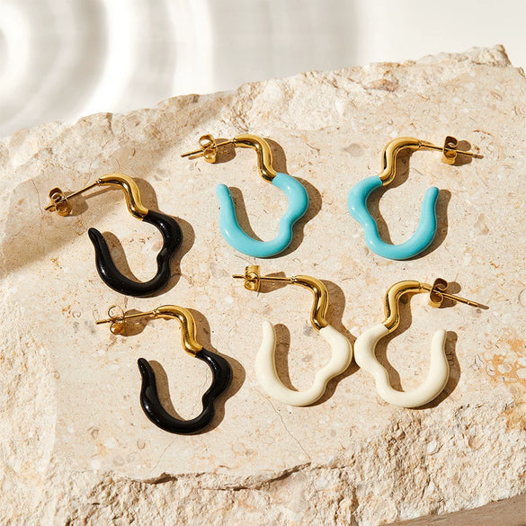 Wholesale Dopamine Earrings With Silver Needles And Geometric Pattern In Stainless Steel With Electroplating For Women