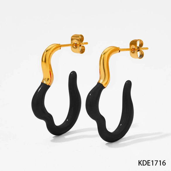 Wholesale Dopamine Earrings With Silver Needles And Geometric Pattern In Stainless Steel With Electroplating For Women