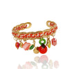 Wholesale Dopamine Fashion Ol Style Copper Handwoven Bracelet With Fruit Pendant And Electroplating