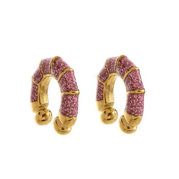 Wholesale Dopamine Fine Glitter Geometric Diamond Stainless Steel Hoop Earrings For Women