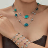 Wholesale Dopamine Jewelry Set Light Luxury Style Stainless Steel Zircon 18K Gold Plated Heart Necklace And Bracelet For Women