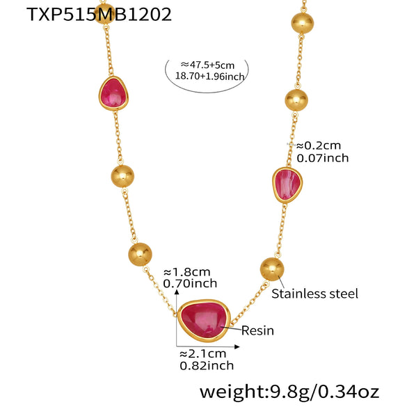 Wholesale Dopamine Jewelry Set Light Luxury Style Stainless Steel Zircon 18K Gold Plated Heart Necklace And Bracelet For Women