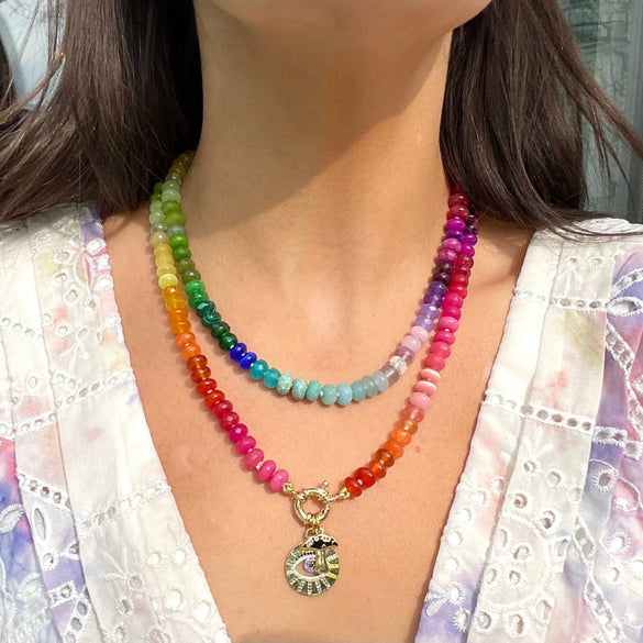 Wholesale Dopamine Necklace Stainless Steel Geometric Pendant Electroplated Diy Beaded For Women