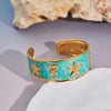 Wholesale Dopamine Oildrip Starfish And Seahorse Stainless Steel 18K Gold Electroplated Bracelet For Office Ladies