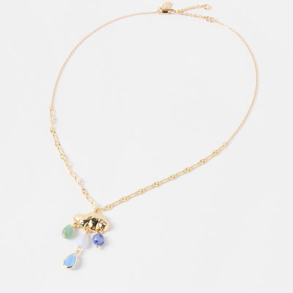 Wholesale Dopamine Stainless Steel Necklace With Colorful Zircon Cloud Pendant Vacuum Sealed In Furnace 18K Color Retention Simple Minimalist Unisex Electroplating