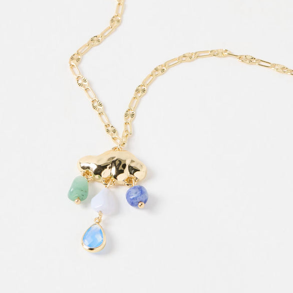 Wholesale Dopamine Stainless Steel Necklace With Colorful Zircon Cloud Pendant Vacuum Sealed In Furnace 18K Color Retention Simple Minimalist Unisex Electroplating