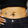 Wholesale Dopaminecolored Natural Stone Beaded Iron Waist Chain Unisex Bohemian Vacation Style