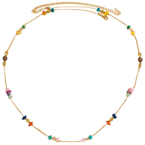 Wholesale Dopaminecolored Natural Stone Beaded Iron Waist Chain Unisex Bohemian Vacation Style