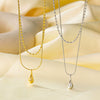 Wholesale Double Chain Titanium Steel Water Drop Shape Electroplated Necklace For Women