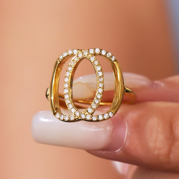Wholesale Double Circle Ring Stainless Steel Geometric Open Design Electroplating For Women