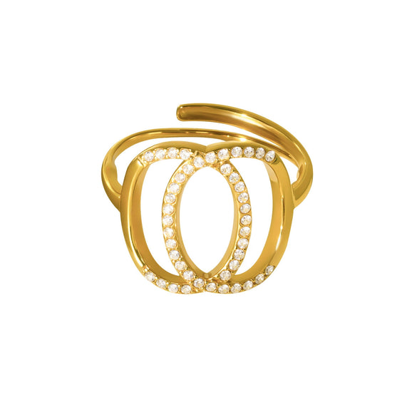 Wholesale Double Circle Ring Stainless Steel Geometric Open Design Electroplating For Women