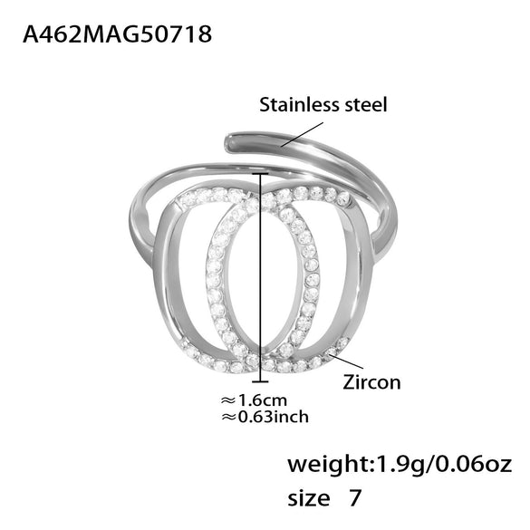 Wholesale Double Circle Ring Stainless Steel Geometric Open Design Electroplating For Women