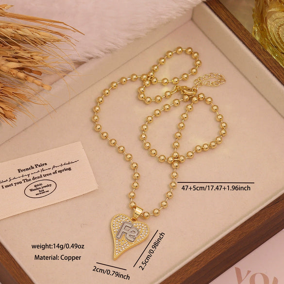 Wholesale Double Color Love Cross Heart Shape Copper Microinlaid Zircon Pendant Necklace Accessories