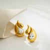 Wholesale Double Drop Earrings Copper Plated Gold White Diamond For Women Personality Minimalist Style