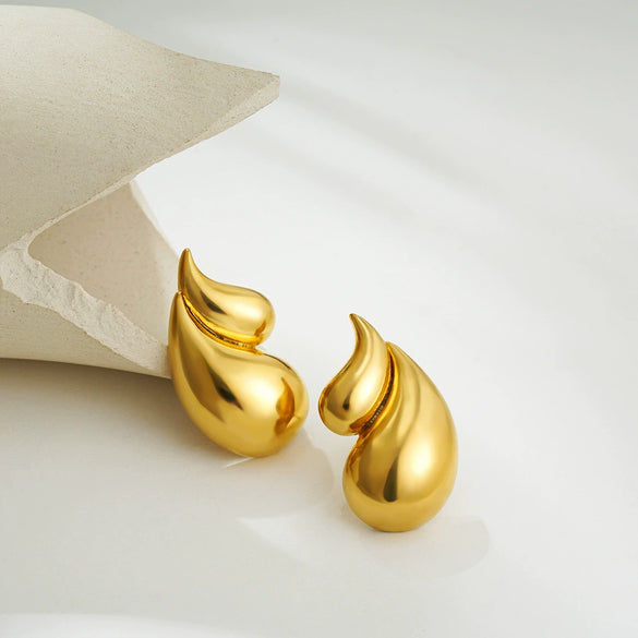 Wholesale Double Drop Earrings Copper Plated Gold White Diamond For Women Personality Minimalist Style