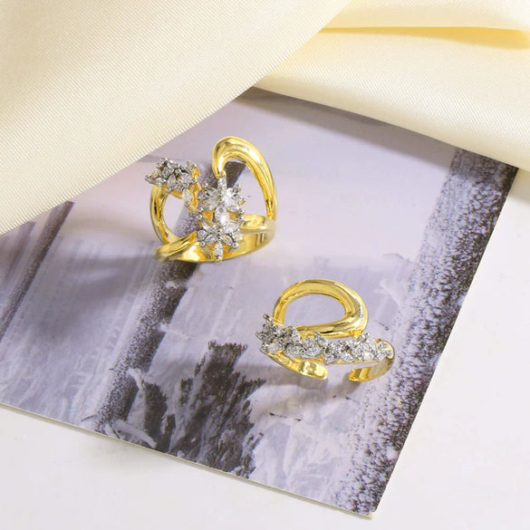 Wholesale Double Layer Ear Clip Without Ear Holes Copper 18K Gold Plated Geometric Style Earrings