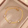 Wholesale Double Layer Love Themed Stainless Steel Anklet With Heart Shaped Butterfly Flower Elements 18K Plated