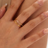 Wholesale Double Layer Round Stainless Steel Diamond Ring For Women With Geometric Style And Electroplating Treatment