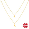 Wholesale Double Layer Stacked Star Moon Necklace In 925 Sterling Silver With Electroplating Treatment For Women