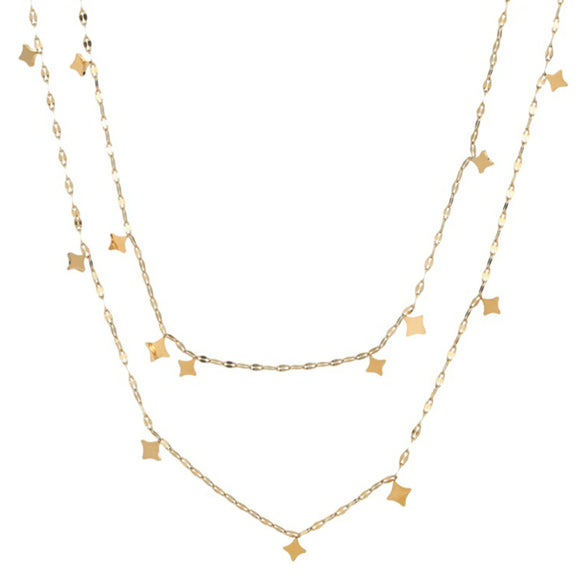 Wholesale Double Layer Stacked Women's Necklace Stainless Steel Geometric Electroplated Design