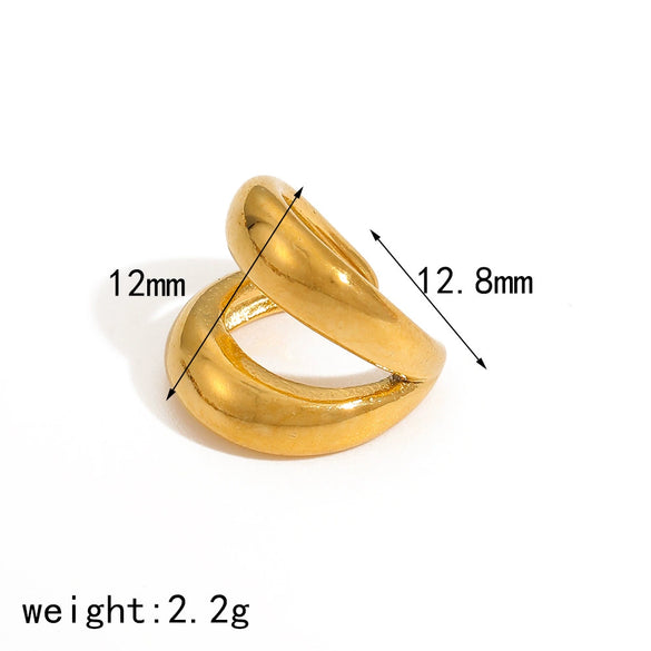 Wholesale Double Layer Titanium Steel Ear Clip Earrings With Geometric Pattern And Electroplating Simple Style