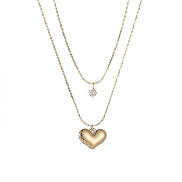 Wholesale Double Layer Titanium Steel Heart Shaped Love Pendant Clavicle Chain For Women With Niche Design Sense