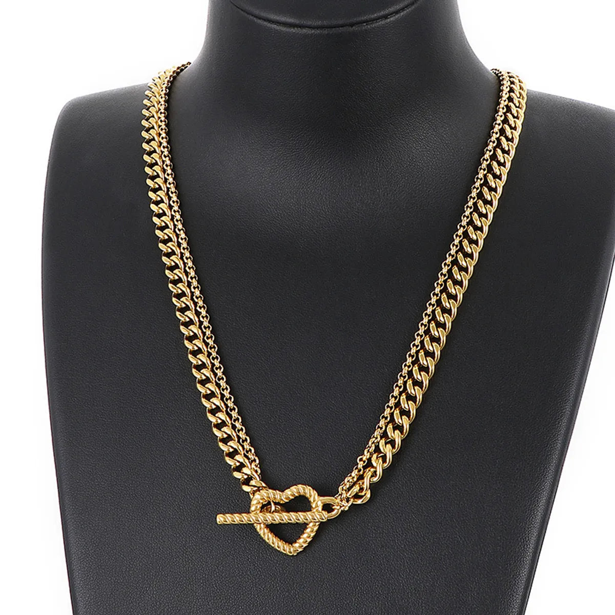 Wholesale Double Layered Chain Heart-shaped Pendant Titanium Steel Necklace Gooddiy