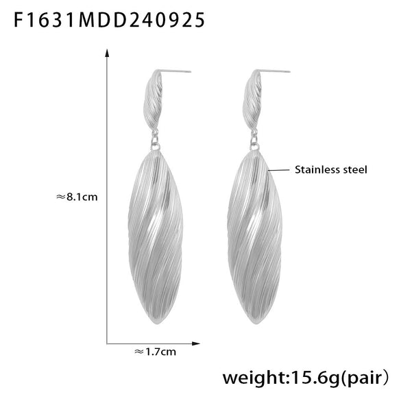 Wholesale Double Shell Long Earrings Stainless Steel Pvd Electroplated Geometric Light Luxury Women's Accessories