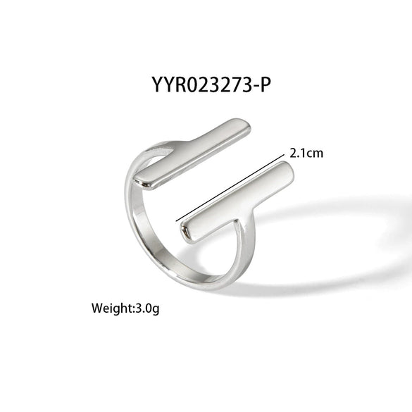 Wholesale Double Track Open Titanium Steel Ring With Letters Numbers Text Pattern And Electroplating Pvd Furnace Real Gold Treatment