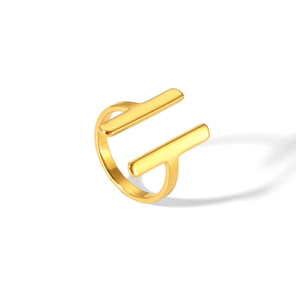 Wholesale Double Track Open Titanium Steel Ring With Letters Numbers Text Pattern And Electroplating Pvd Furnace Real Gold Treatment