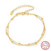 Wholesale Doublelayer Bead Chain Bracelet S925 Sterling Silver Geometric Style Electroplated