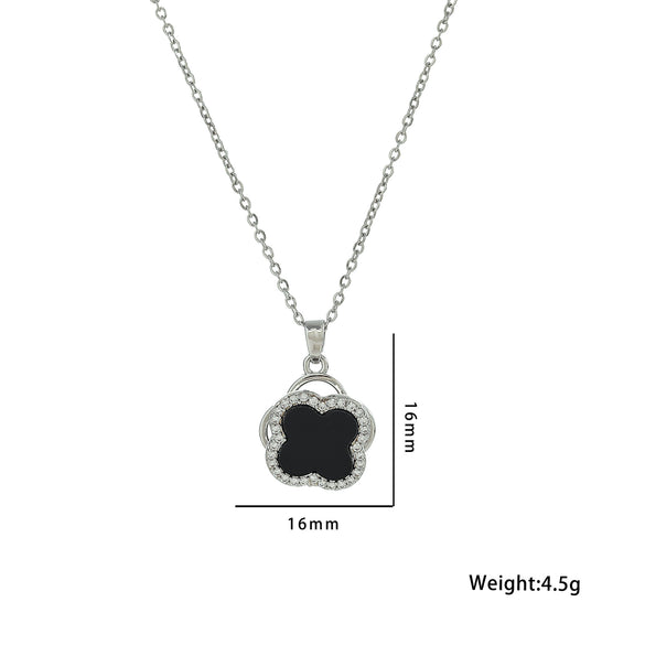 Wholesale Doublelayer Clover 360Degree Rotating Ochain Necklace Titanium Steel Electroplated In Vacuum Furnace For Women