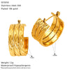 Wholesale Doublelayer Cshaped Geometric Titanium Steel Stud Earrings For Women With 18K Gold Ear Needles And Electroplating