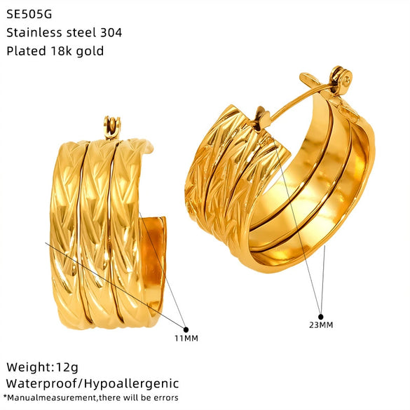 Wholesale Doublelayer Cshaped Geometric Titanium Steel Stud Earrings For Women With 18K Gold Ear Needles And Electroplating