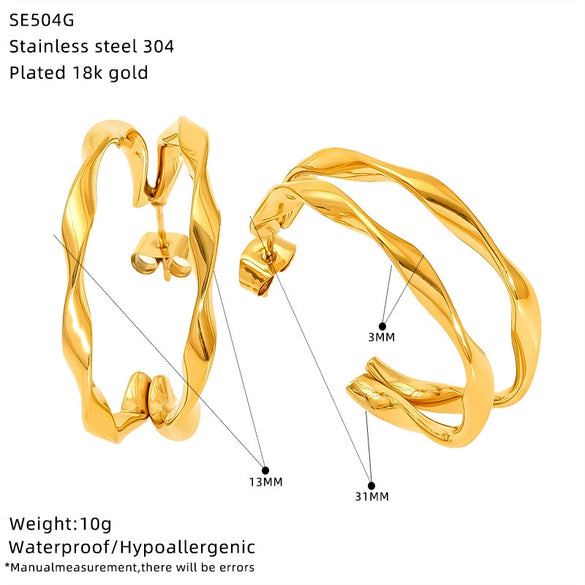 Wholesale Doublelayer Cshaped Geometric Titanium Steel Stud Earrings For Women With 18K Gold Ear Needles And Electroplating
