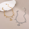 Wholesale Doublelayer Diamondencrusted Devil's Eye Pendant Bracelet Electroplated Geometric Stainless Steel For Women